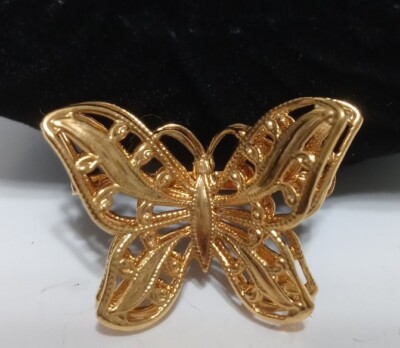Vintage Napier Gold Tone Filigree Butterfly Brooch Pin  display picture 2