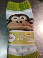Toddler Unisex Circo Brand 3 pack Cool monkey design ..Crew Socks Size 6-12M