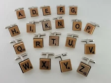 Sterling Silver & Wooden Scrabble Letter Cufflink - many available - $24 each