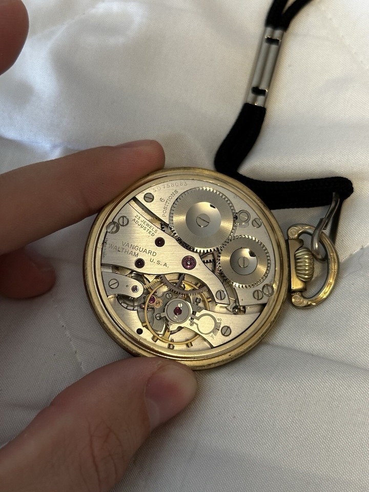 Waltham Vanguard 16s 23j Railroad Pocket Watch SECOND HAND DISLOCATED