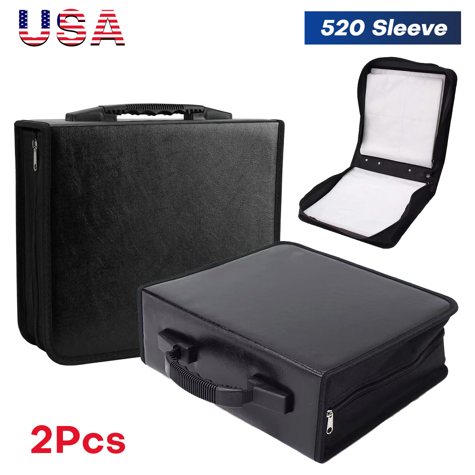 2× 520 Sleeves CD DVD Storage Carry Bag Portable Case Holder Wallet Ring  Binder