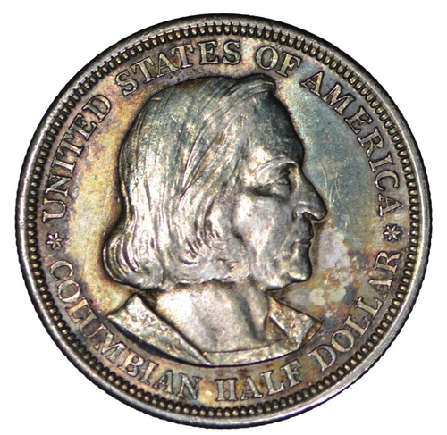 1893 50c Columbian Silver Half Dollar ~ Uncirculated w/Toning