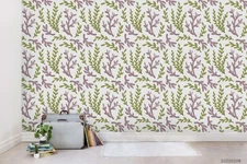 3D Seaweed Watercolor Pattern Wallpaper Wall Murals Removable Wallpaper