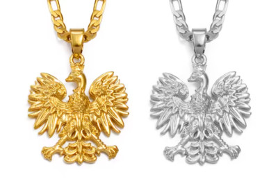 Edelstahl Polnischer Adler Anhänger mit Kette - Halskette Edelstahl Polski orzeł