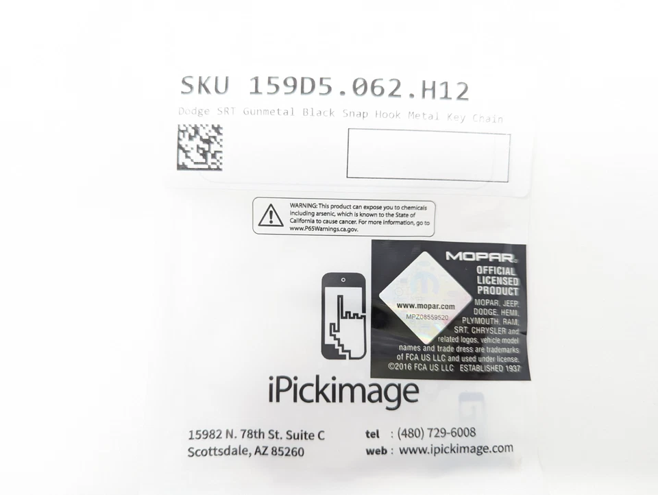 New Limited Mopar Dodge SRT Snap Hook With Metal Ring Keychain NEW - Image 3 of 3