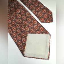 Vintage Burberry Men  s Silk Red Yellow Green Printed Tie.