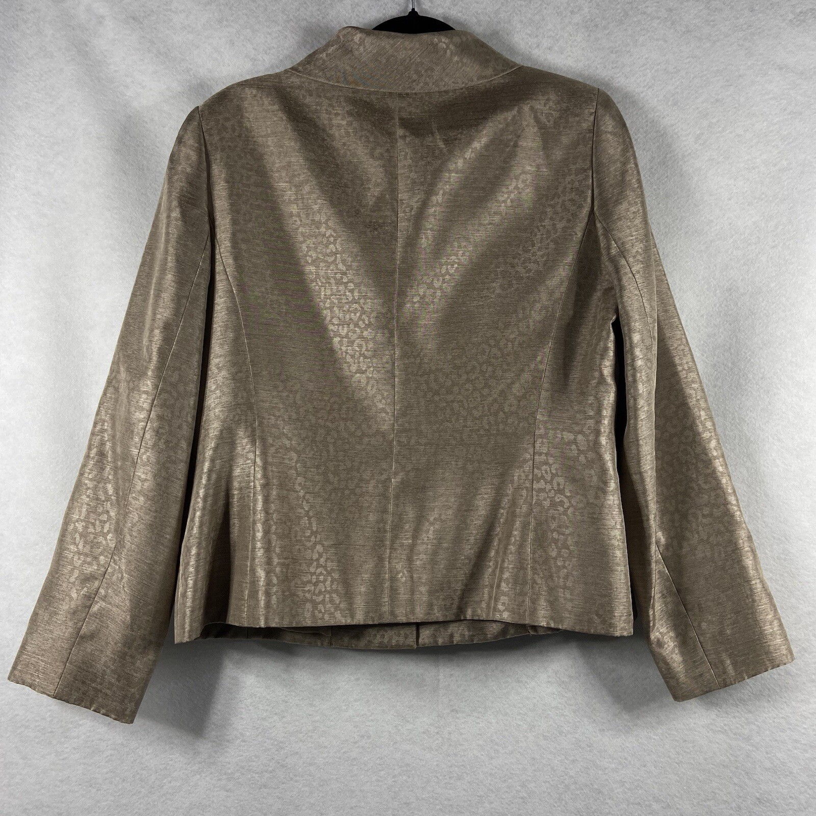 Le Suit 2PC Skirt Suit Women’s 14 Champagne Blazer Button Leopard Prints Shiny