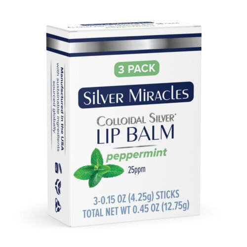 Colloidal Silver Lip Balm Tubes - 3 pack MANUFACTURER DIRECT - Afbeelding 1 van 5