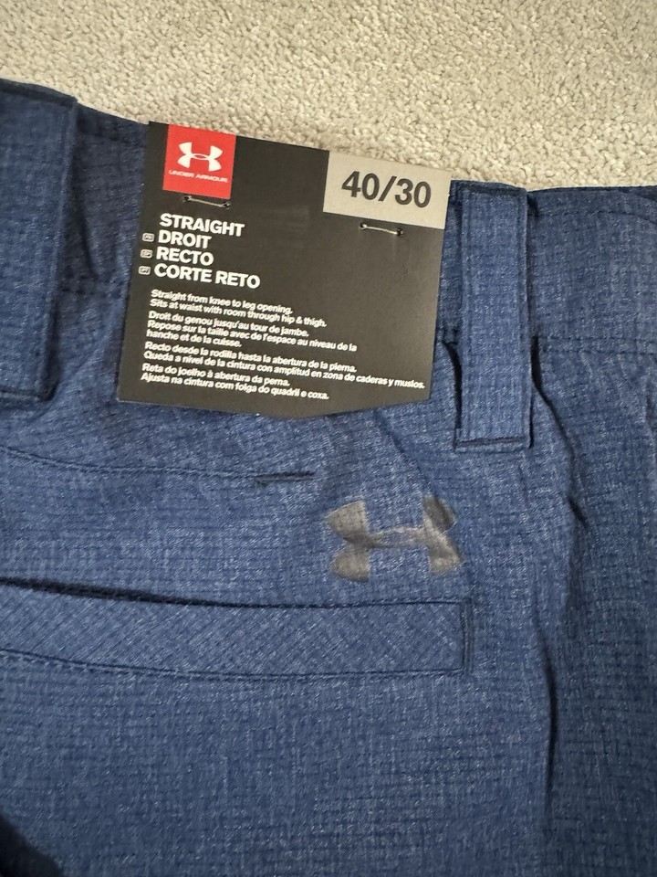 Under Armour Pants Mens Size 40x30 Navy Golf Flat Front Loose Fit