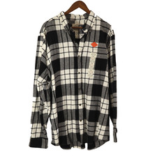 St Johns Bay L/S Flannel Shirt Mens XL Super Soft Classic Fit Black Plaid NEW 