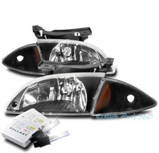 For 00 01 02 Chevy Cavalier Headlights Headlamps Lamp Wcorner8k Hid Kit Black