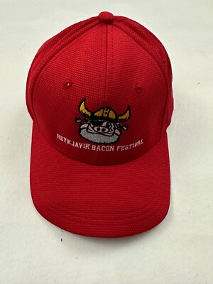 Reykjavik Bacon Festival Red Fitted Baseball Cap Hat Size S/M
