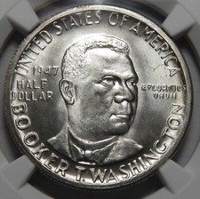 1947-S NGC MS67 BOOKER T. WASHINGTON HALF DOLLAR SILVER COMMEMORATIVE