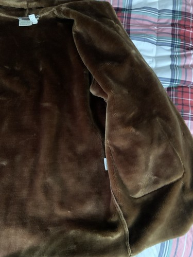 St Johns Bay Hooded Faux Camel Fur Suede Long Jacket Women's Size L Vintage - Picture 8 of 21
