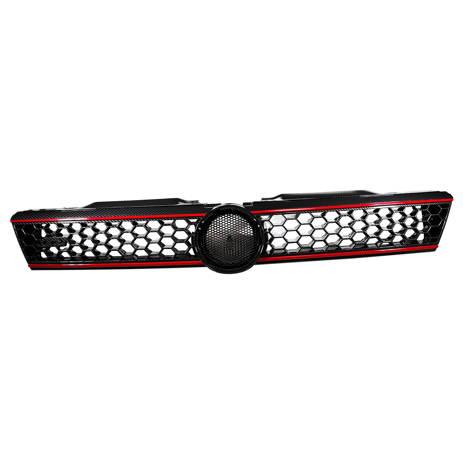 New Carbon Fiber Print W/ Red Trim Hex Mesh Front Grille For 2011-2014 VW Jetta