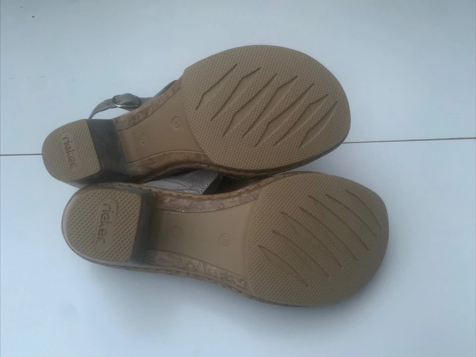 rieker antistress Metallic Silver Slingback Faux Leather Sandals Sz 39 Ladies - image 3 of 4