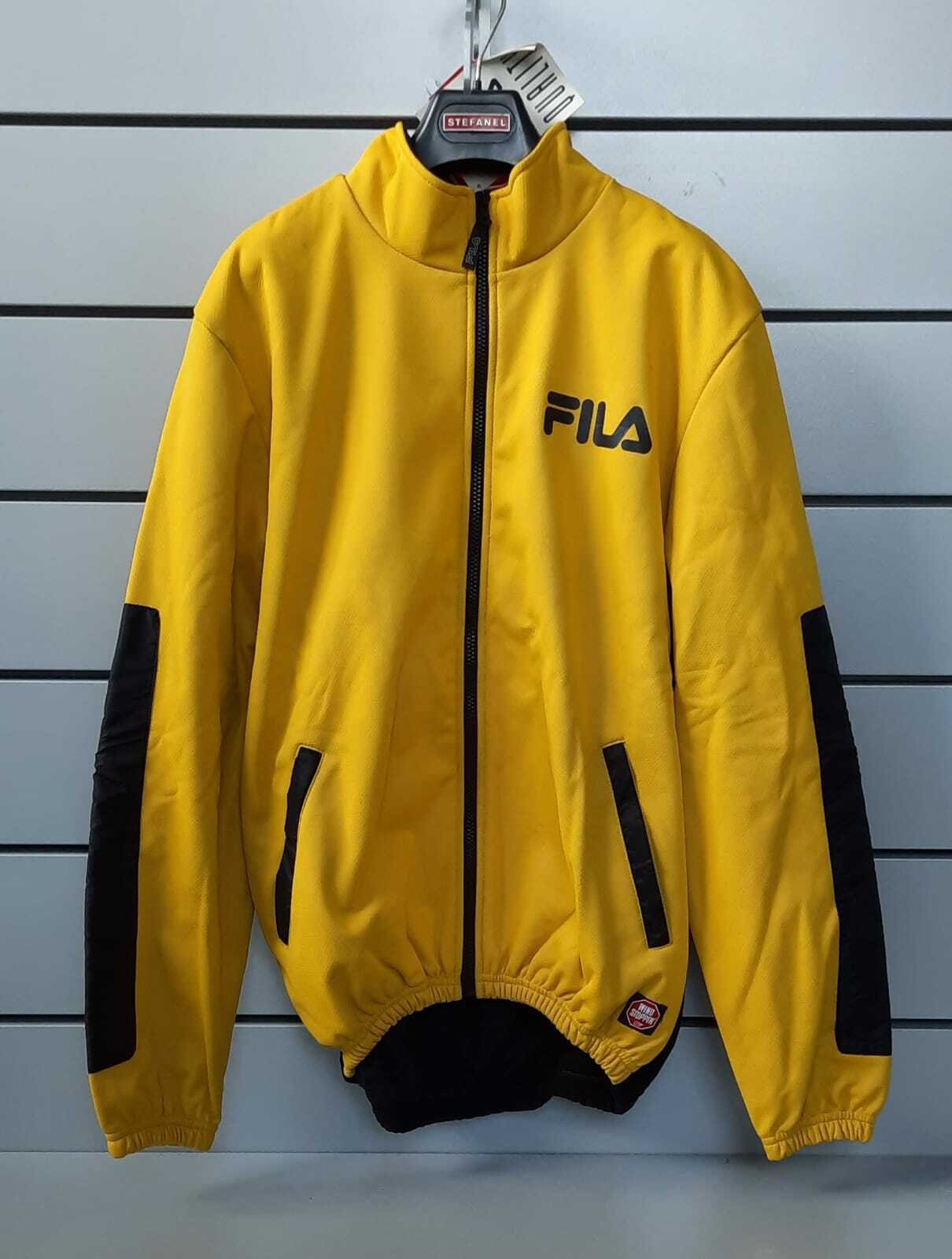GIACCA FILA GIUBOTTO GIALLO TAGLIA XL TUTTA ZIP MANICA LUNGA ANTIVENTO WINDSTOP