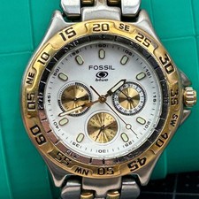Fossil Blue BQ-8774 Two Tone Chronograph Watch White Dial Metal Bracelet