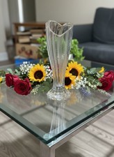 Clear Glass Heart Shaped Vase. 8  Tall. Gorham 