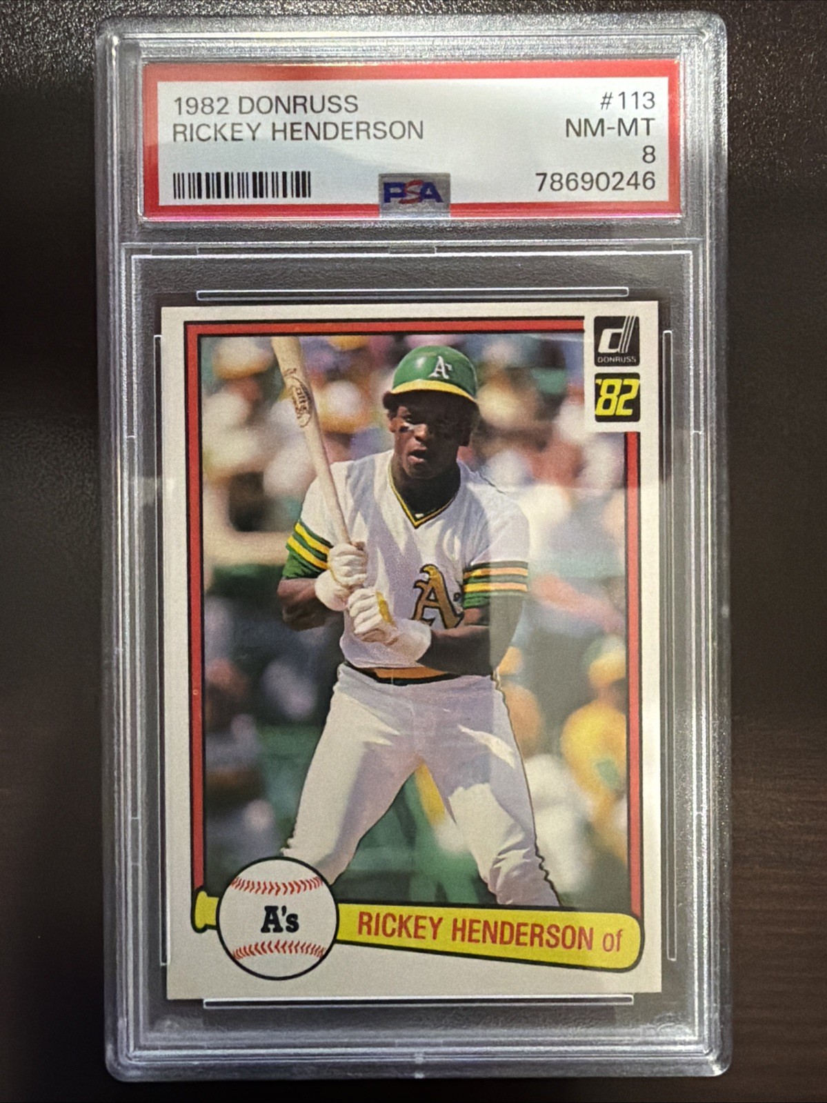 1982 Donruss - #113 Rickey Henderson PSA 8 Oakland A's
