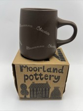 Moorland Pottery ‘Mmm Chocolate...'  Novelty Matt Brown Hot Chocolate Mug - New
