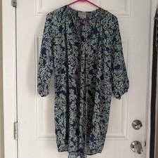 Anthropology, Maeve Tie, Dress, Blue And Green Extra Small
