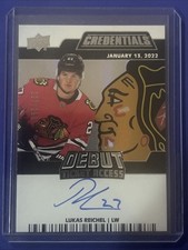 Lukas Reichel Credentials Debut Ticket Access Auto 227/299 Blackhawks #DTAA-LR