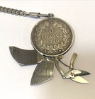 1870 LOUIS PHILIPPE 5 FRANCS SILVER COIN. WITH POCKET KNIFE-SCISSORS-FILE