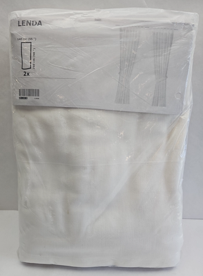 #ad IKEA LENDA White Cotton Curtains Tie Backs Subtle Linear Weave Texture 140x250cm $80.00