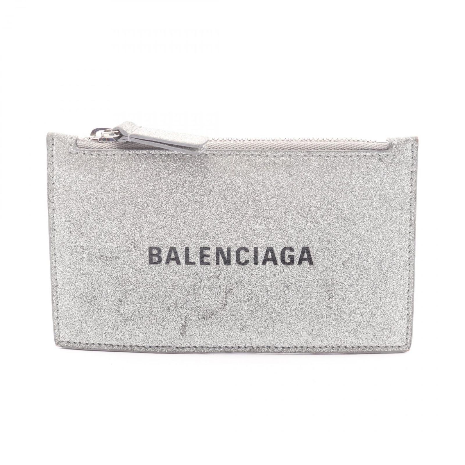 Balenciaga Everyday Silver Glitter Leather Card Case Unisex