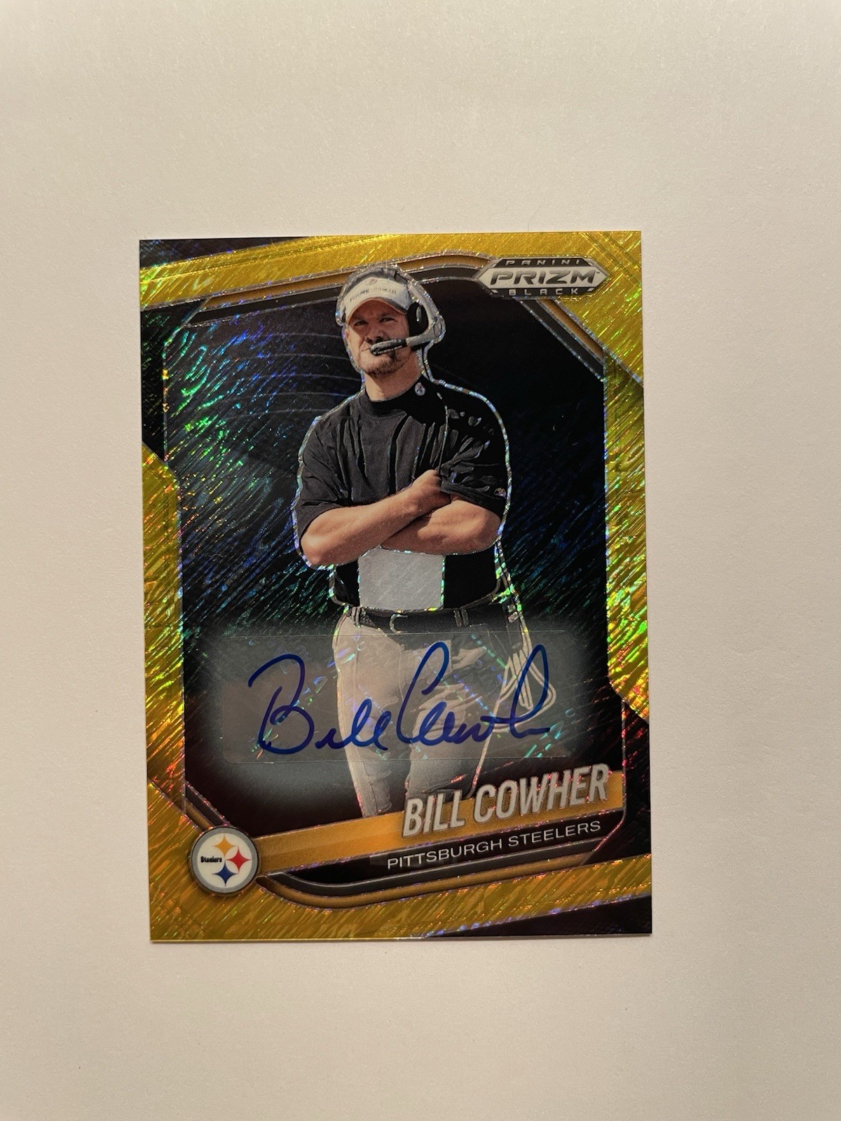 2025 Prizm Black BILL COWHER #118 Gold Shimmer AUTO /10 Steelers Color Match SSP