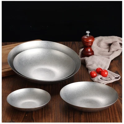 Round Plate 304 Stainless Steel Deep Design for Salad and Side Dish Use - Image 1 of 4