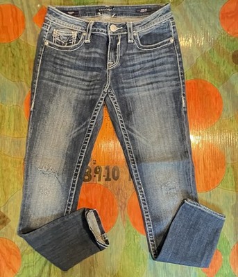 Vigoss Women's The Chelsea Skinny Jeans Classic Fit Blue Distressed W28 L29 Deni