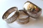 Hallmarked Sterling Silver Napkin Rings Odd Job Lot x3 28.3g Vintage Antique 925