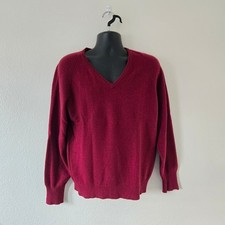 VTG THANE 100 2 Play Cashmere V Neck Sweater Burgundy Mens Size Medium Classic
