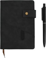 Notizbuch A5 Liniert Leder Schwarz Mit Stift 100G Papier FüR BüRo Schule Alltag