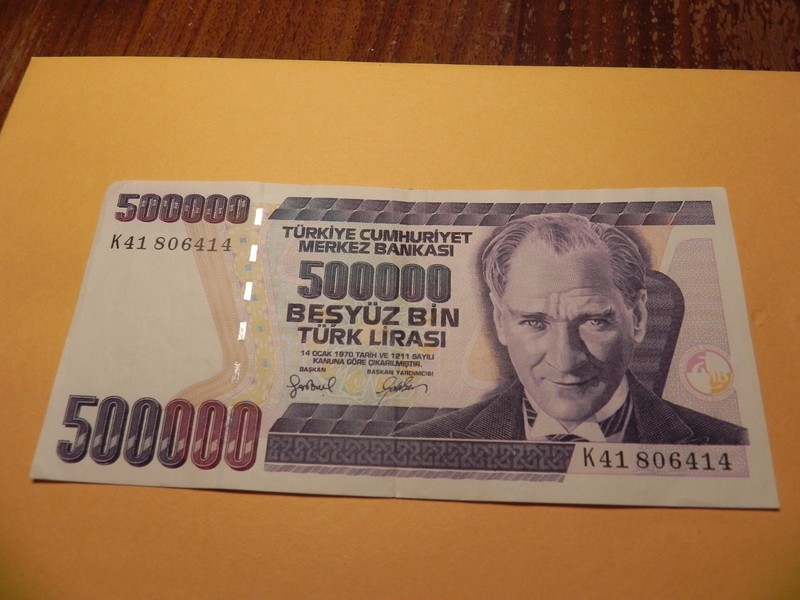 Turkey 500000 Lira 1970 (1993) Outstanding Condition Banknote
