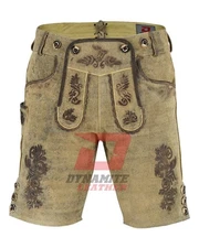 Men Oktoberfest Lederhosen- Authentic Bavarian Lederhosen-Suede Leather Trousers