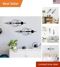 2 Pcs Metal Abstract Wall Art,Modern Geometric Decor (Black, Style 1)