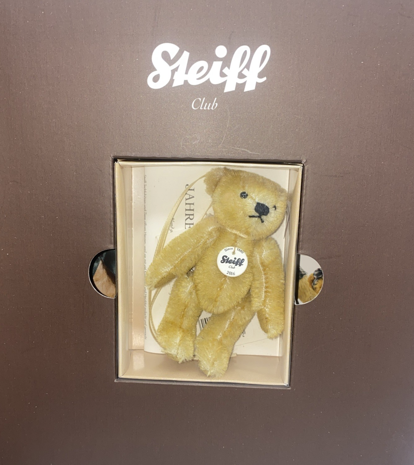 Steiff 2016 Club Gift  Bear 10cm, Blond Mohair Box + COA - EAN:421372
