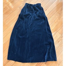 Vintage Handmade Dark Blue Velvet High Waisted Maxi Skirt 90s Western