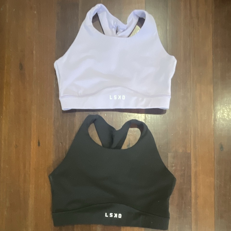 LSXD Sports Bra 2 Pack Medium Support Crossback Wireless Black/Lilac S