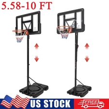 Basketball Hoop Goal Outdoor Portable Basketball Court 5.58-10 FT Height Adjust