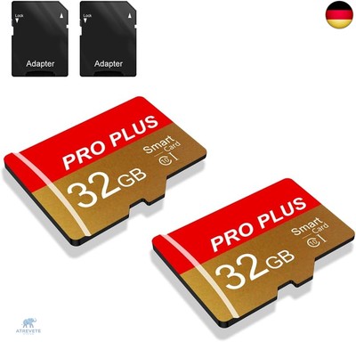 2 Pack TF Card 32GB with Adapter, High Speed Memory Card, UHS-I C10 A1 Memory