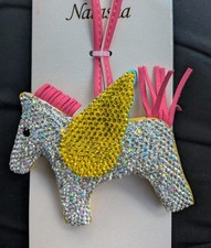Pegasus Horse Rhinestone Bag Charm Keychain Yellow Pink Blue Natasha Double Side