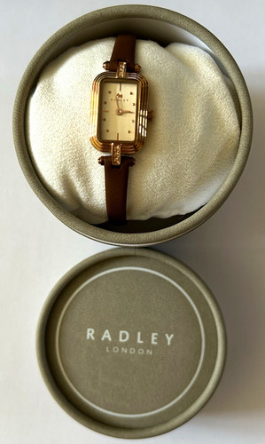 Radley RY2990 Women’s Quartz Watch Rose Gold Rectangular Gold Dial Box