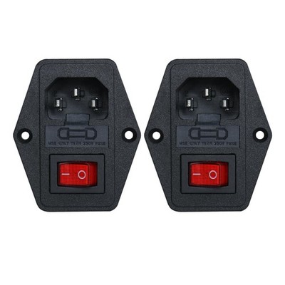 2pcs Inlet Module Plug Fuse Switch Male Power Socket 10A 250V 3 Pin C14 IEC32...
