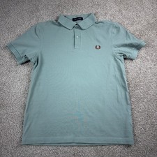 Fred Perry Polo Shirt Mens Medium Blue Golf Goler Pique Office Career Logo