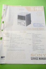Service Manual Guide For Sony TC-PB10, ORIGINAL