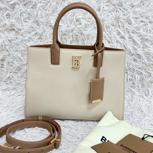 Burberry Mini Frances Handbag Crossbody Bag Leather Off-white